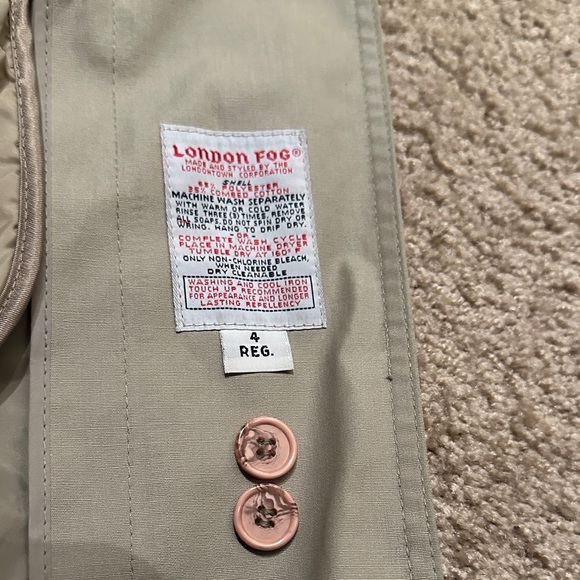 Vintage London Fog Womens Trench Coat Classic Cotton Blend Beige Tan Size 4 Reg - Picture 5 of 9